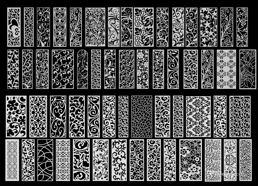 Various Decorative Room Dividers Featuring Intricate Floral And Geometric Patterns 3d model 