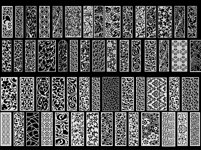 Various Decorative Room Dividers Featuring Intricate Floral And Geometric Patterns 3d model