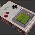 Retro Handheld Game Console With White Design Green Screen And Red Buttons