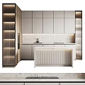 Modern Kitchen Interior With Gray Cabinets Marble Countertop And Central Island