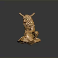 Golden Lion Statue With Trophy Base And Cup Shaped Top On Rock Base