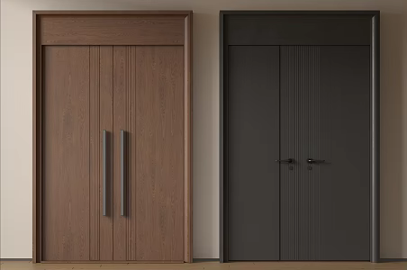 Modern double-door swing door entry door security door top-to-top opposite door 3d model