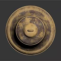 Decorative Ornament Set Featuring Brass Bell With Purple Patina And Ring Top Design