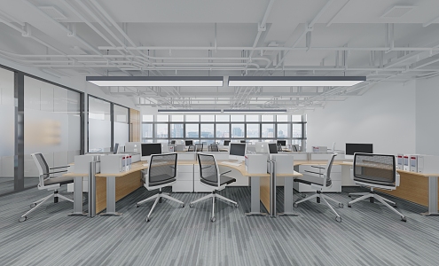 modern public office area office area 3d model