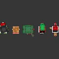 Pixel Style Christmas Themed Decorative Items Including Tree Gift Boxes Hats And Reindeer