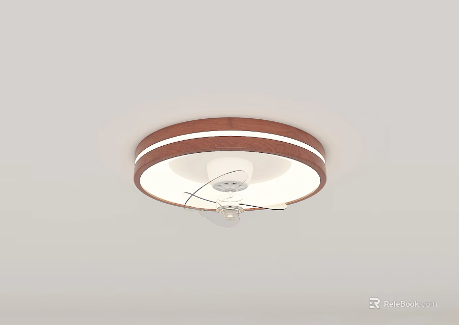 Modern Round Ceiling Light With Brown Frame And White Illuminating Body Design 3d model 