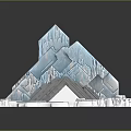 Frozen Ice Crystal Pyramid 3D Model With Cracked Surface And Textured Square Base