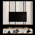Stylish Wall Panel Design With Gold Trim TV And Fireplace 3d model