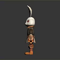 White Rabbit Character In Orange And Brown Armor Standing Pose 3d model