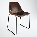 Brown Leather Office Chair With Metal Frame And Stitched Details