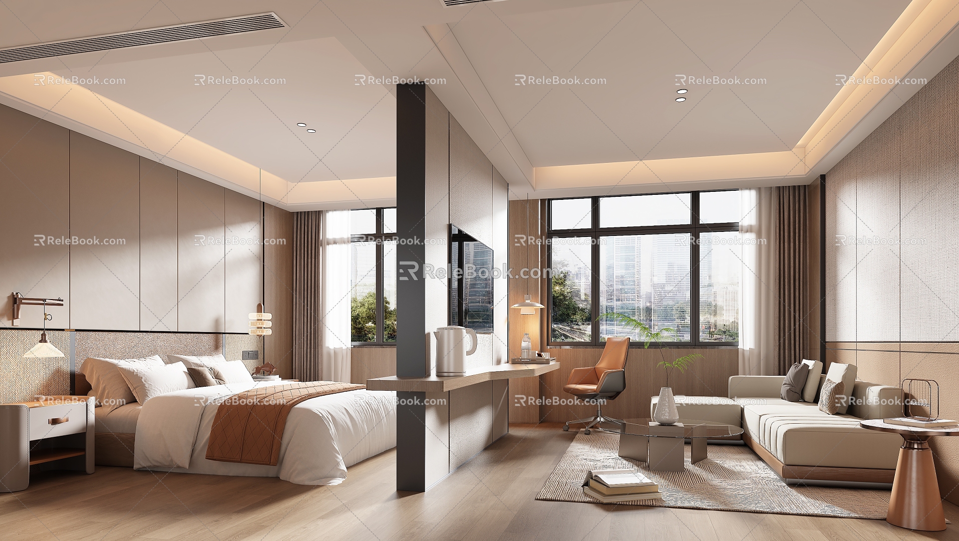 Modern Hotel Hotel Room Big Bed Room Hotel Suite Standard Room Double Room 3d model