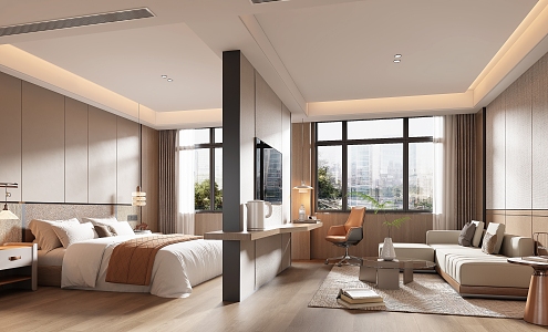 Modern Hotel Room Big Bed Room Hotel Suite Standard Room Double Room 3d model