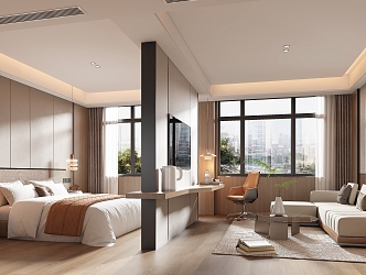 Modern Hotel Room Big Bed Room Hotel Suite Standard Room Double Room 3d model