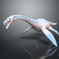 Realistic Plesiosaur 3D Model With Long Neck Blue White Spots And Flippers