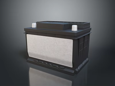Car Battery With Black Body Two White Top Caps On Black Background With Reflection 3d model
