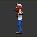 Cartoon Sailor Game Movie Character With Arms Outstretched White Hat Red Bowtie And Blue Pants
