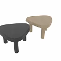 Modern Black Triangular Functional Table With Minimalist Design And Wooden Legs 3d model
