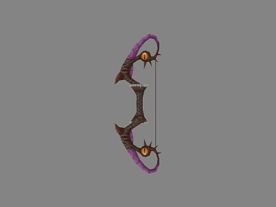 Purple And Brown Decorative Bow With Eye Shaped Ornaments For Fantasy Games 3d model