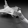 Silver Fighter Jet With Aerodynamic Shape Cockpit And Landing Gear
