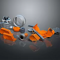 Medical Equipment Components Featuring Orange Enclosures Metal Fittings And Transparent Covers