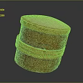 Traditional Handmade Drum Shaped Orange Birch Container With Yellow Decorative Bands