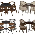Middle ancient style leisure table and chair combination 3d model