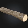 Stone Wood Log Featuring Natural Textured Surface And Smooth Cut End 3d model