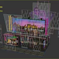 Modern Urban Building Featuring Large Fashion Showcase Billboard Lady Projection and Rain Droplets