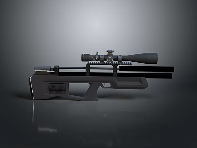 Modern Tactical Sniper Rifle With Telescopic Scope And Black Finish Design Features 3d model