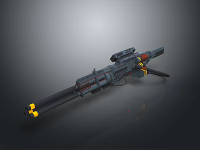 Science Fiction Style Toy Gun With Black Yellow Components Long Barrel Mechanical Design 3d model