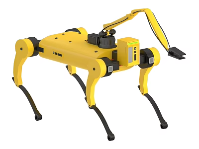 Smart Machine Yellow Quadruped Robot With Mechanical Arm And Black Legs 3d model