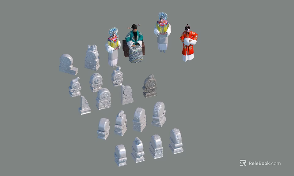 Creative Garden Ornaments with Stone Statues and Decorative Figures for Outdoor Use 3d model 