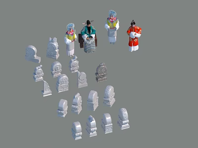 Creative Garden Ornaments with Stone Statues and Decorative Figures for Outdoor Use 3d model