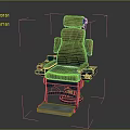 Adjustable Medical Chair With Brown Leather Upholstery Green Metal Frame Armrests And Footrest