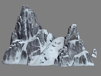 Snow Covered Rocky Mountain Landscape With Jagged Peaks And Frosty Surfaces 3d model