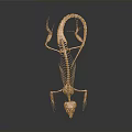 Golden Lizard Skeleton Close Up View With Intricate Structure On Dark Background 3d model