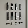 Various Modern And Traditional Door Locks In Different Styles On Display Wall 3d model