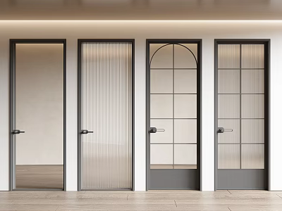 Modern Swing Doors Design With Various Styles Glass Panels And Solid Frames For Interior Spaces 3d model