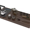 Modern Wooden Tea Set With Teapot Tea Cups Strainer And Wooden Tray