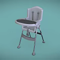 Light Colored Kids High Chair With Tray And Metal Frame Simple Design