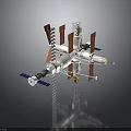 Detailed Space Station Structure With Solar Panels And Orbital Modules For Cosmic Exploration