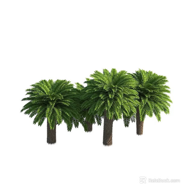 Lush Green Arbor Trees With Dense Foliage And Sturdy Brown Trunks 3d model 