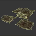 Traditional Wooden Thatched Roof Components With Broken Fragments And Weathered Structure