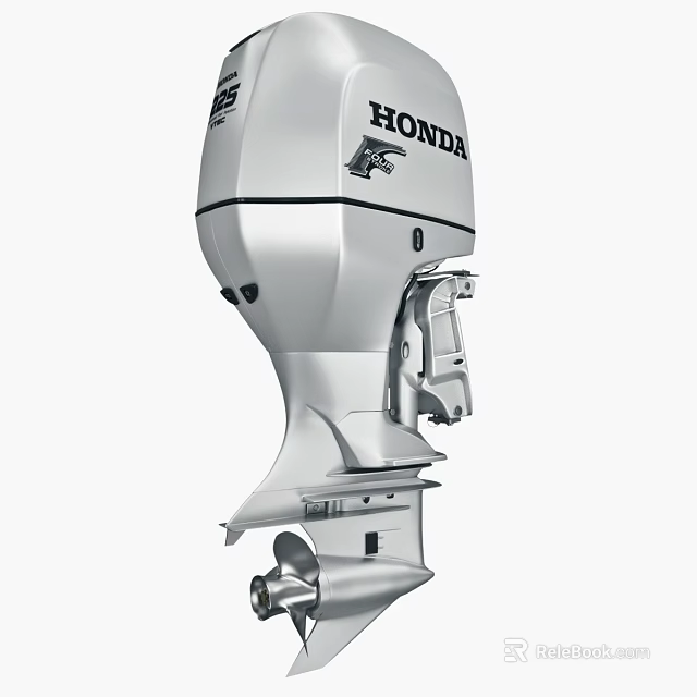 Honda Silver Outboard Engine Marine Boat Motor Modern Design Features 3d model 