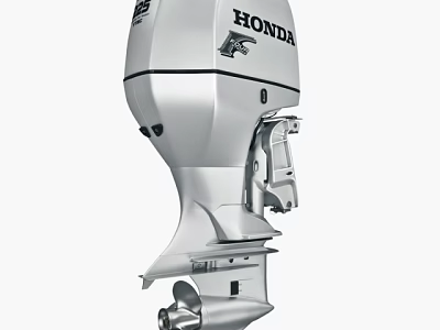 Honda Silver Outboard Engine Marine Boat Motor Modern Design Features 3d model
