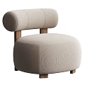 Modern Dark Grey Fabric Accent Chair With Rounded Back And Wooden Legs