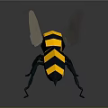 3D Modeled Cartoon Bee Character With Yellow Black Stripes And Wings