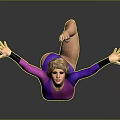 Female Dancer In Purple Leotard Striking Dance Pose With Lifted Leg And Extended Arms