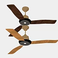 Two Air Conditioning Fans With Wooden Blades In Brown And Light Brown Tones