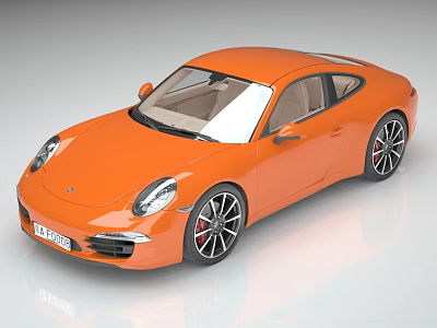 Orange Porsche Sports Car With Sleek Exterior And Two Door Design 3d model